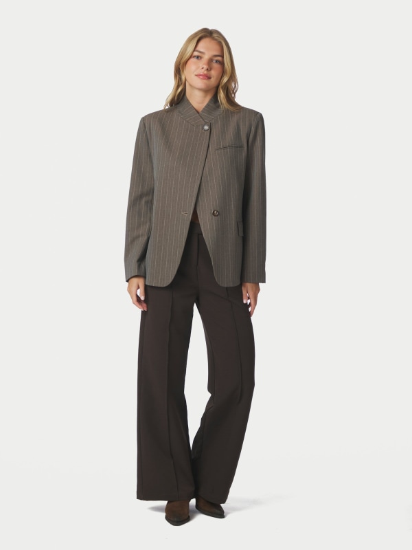 Nerine Pinstripe Blazer Dark Taupe
