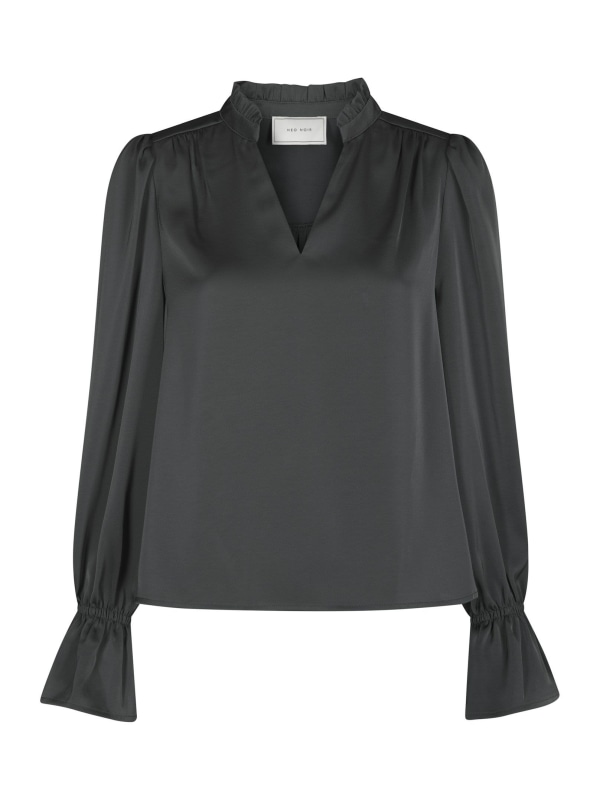 Amara Drapy Satin Blouse Antracit