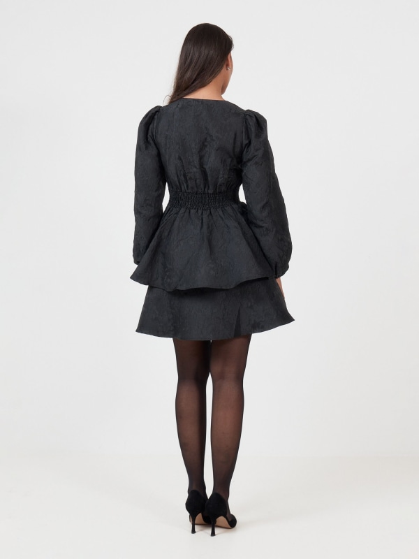 Åsa Brocade Mini Dress Black