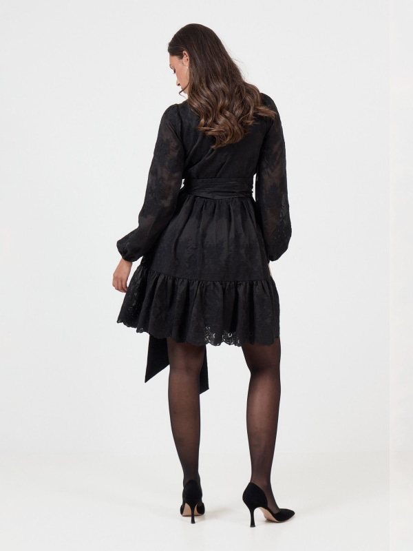 Sagali Wide Lace Dress Black
