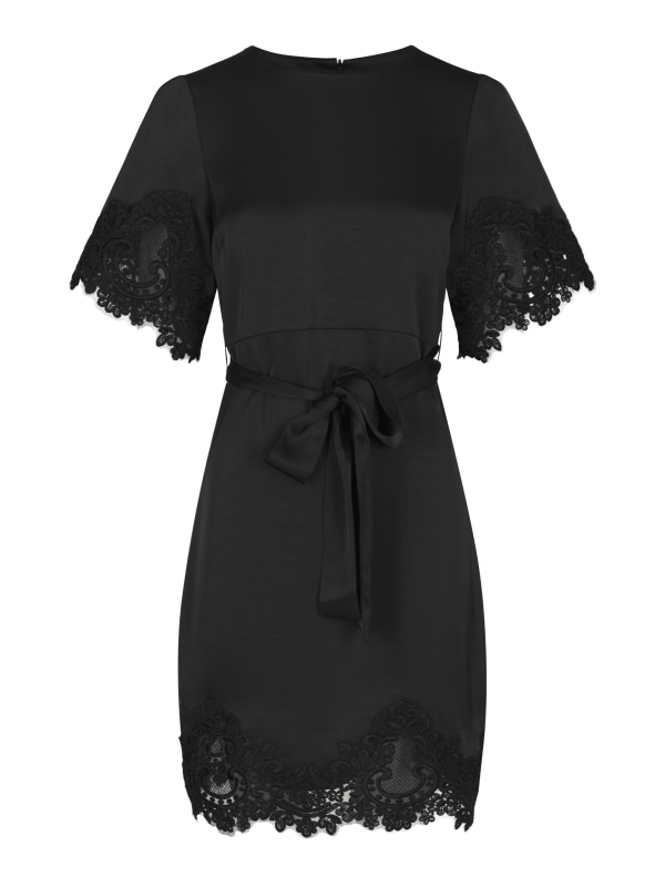 Xelina Satin Lace Dress Black