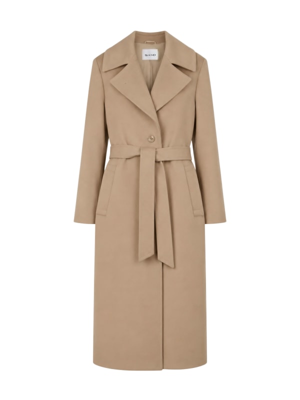 Cashmere Coat W - Clareta Belt Long Light Camel