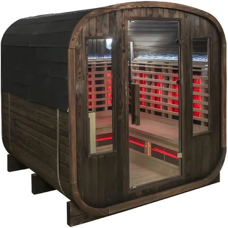 Sauna Ogrodowa KOMBO Fińska Infrared Beczka Molde-A 4-6 osobowa 180x200cm 2w1