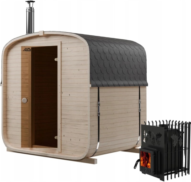 Sauna Ogrodowa Beczka Quadro z piecem na drewno 180 cm