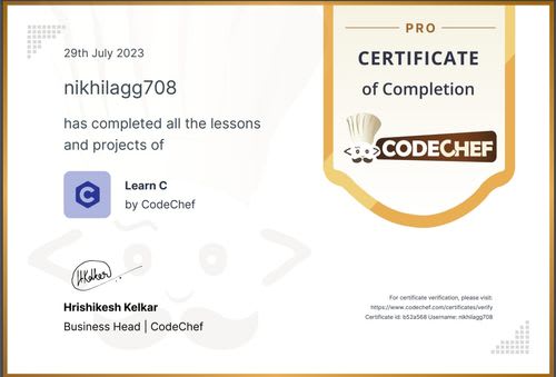 C (CodewithChef) Certificate