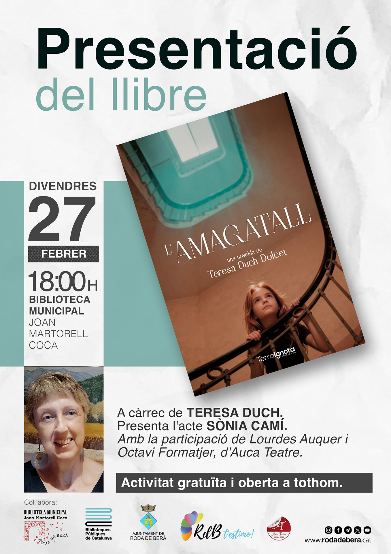 Roda de Berà invita a la presentación de "L'Amagatall", una novela llena de secretos y memorias.