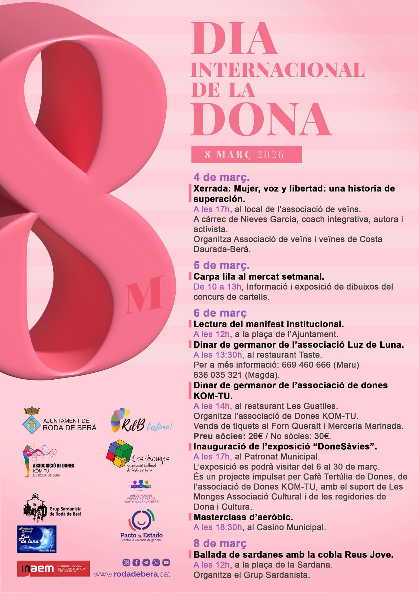 Roda de Berà commemora el Dia Internacional de les Dones amb una setmana d'activitats per visibilitzar el talent femení