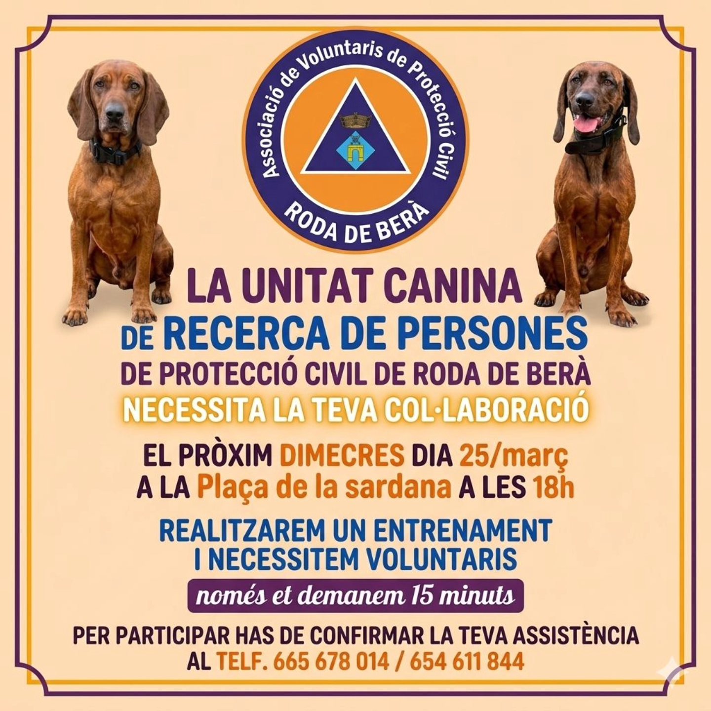 Roda de Berà Civil Protection Canine Unit seeks volunteers for training