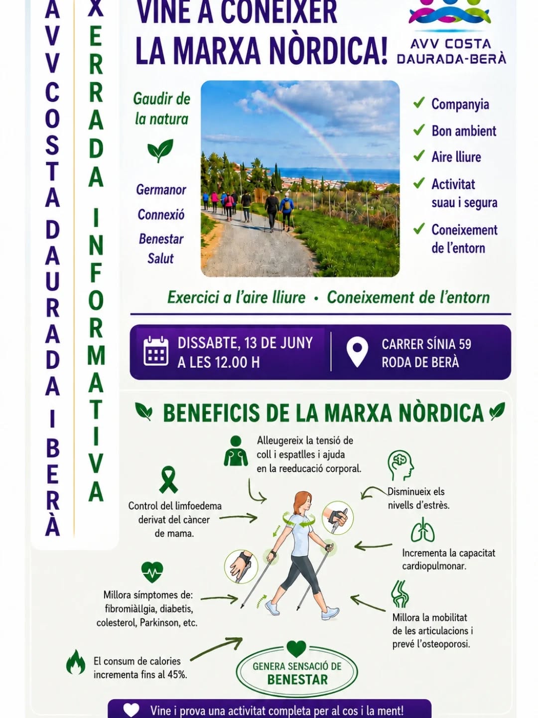Roda de Berà invites to discover the benefits of Nordic Walking with a talk and practical activity