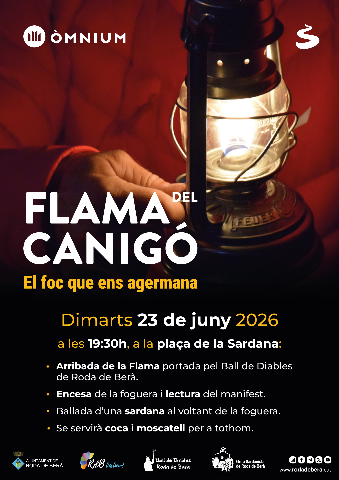 Roda de Berà celebra la Flama del Canigó amb una nit màgica de foc i tradició