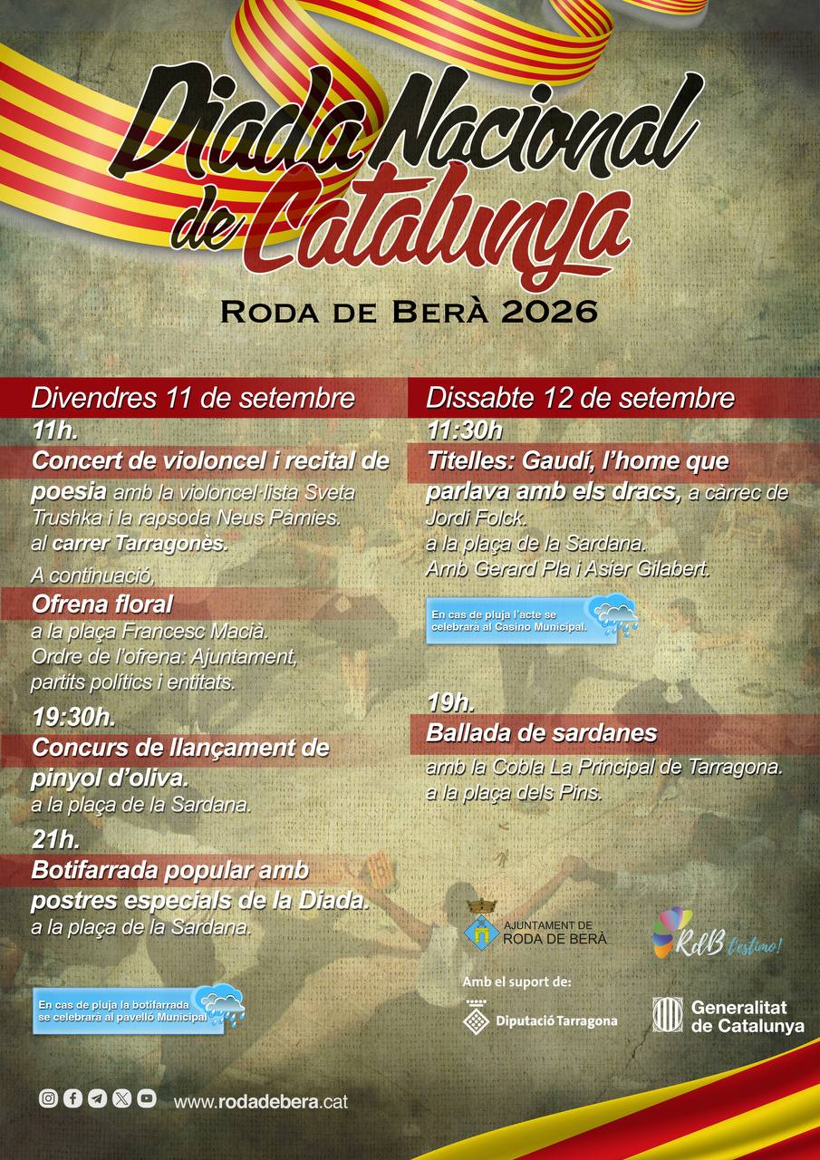 Roda de Berà celebra la Diada Nacional de Catalunya amb un programa per a tots els públics