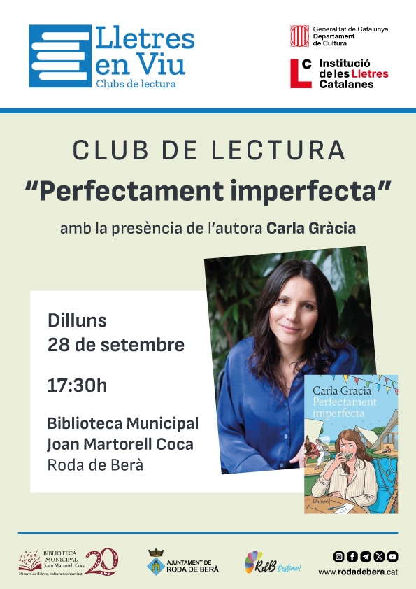 Roda de Berà to host "Perfectly Imperfect" Reading Club with Carla Gràcia