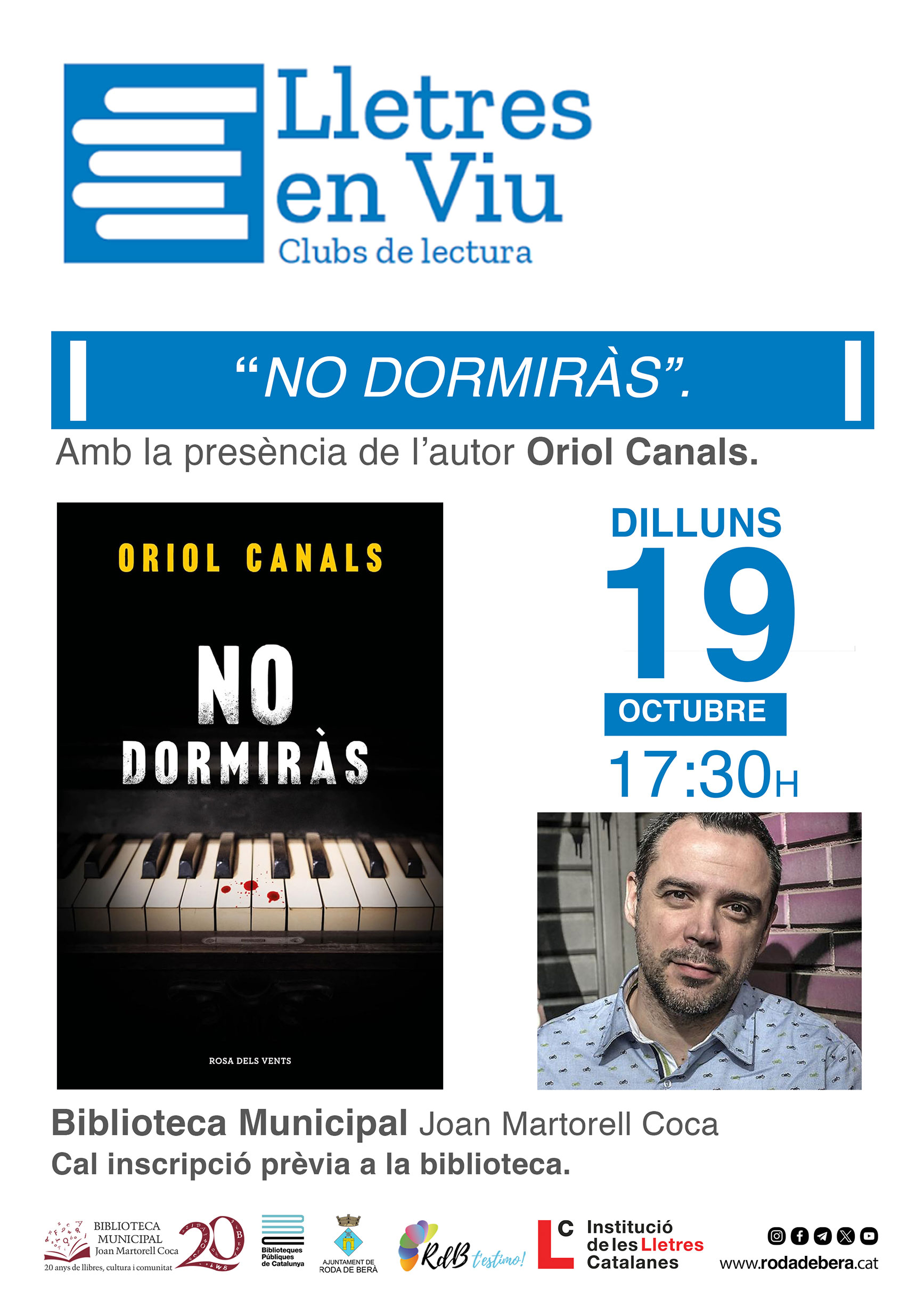 Roda de Berà Reading Club meets Oriol Canals to discuss "No dormiràs"