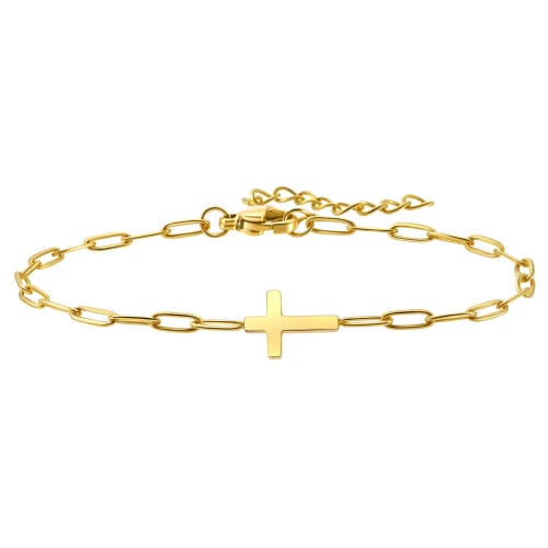 Classic Link Cross Bracelet — Gold