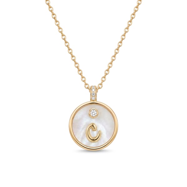 Mother of Pearl Initial Pendant Necklace