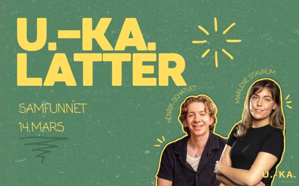 Plakat for U.-KA. Latter med Marlene Stavrum og Henrik Schatvet