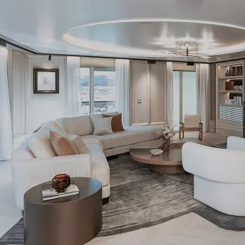Suite living room with sofas and a coffee table