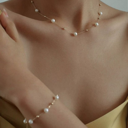 Pearl Necklace and Bracelet