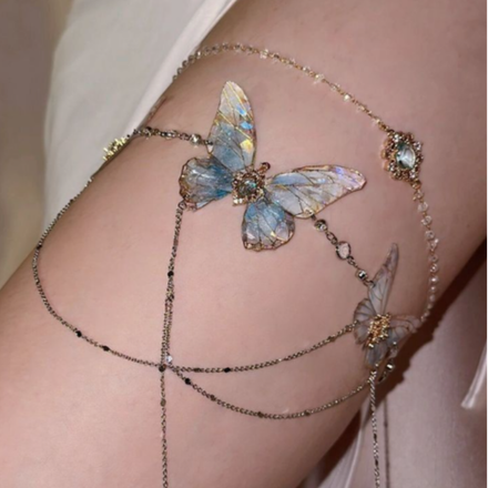 Iridescent Butterfly Thigh Chain