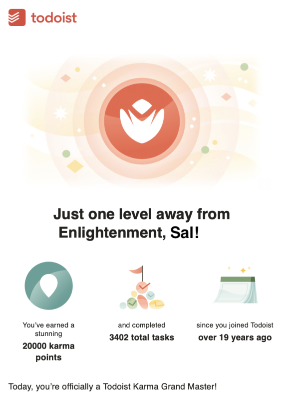 screenshot of Todoist email