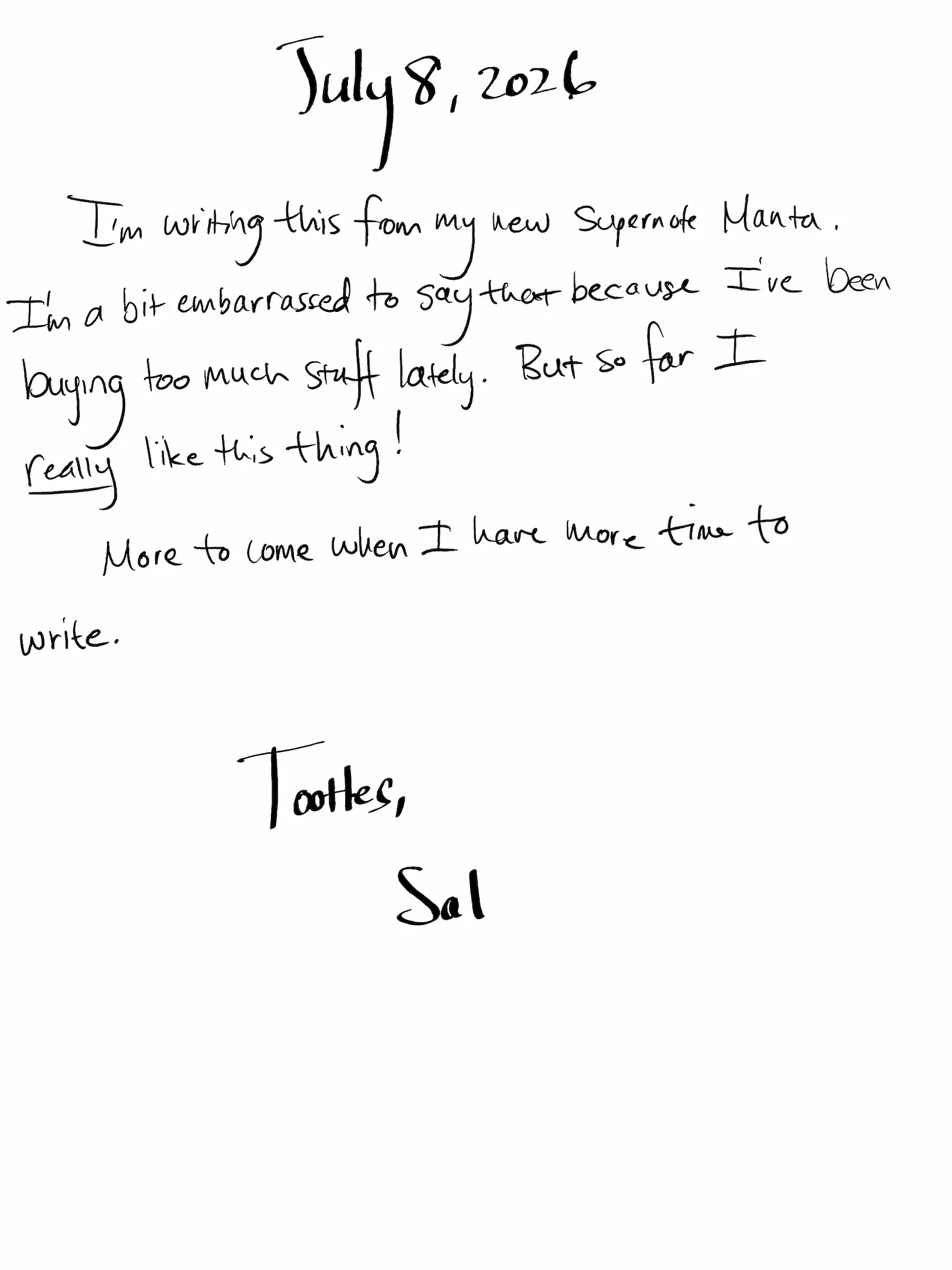 picture of handwritten blog post