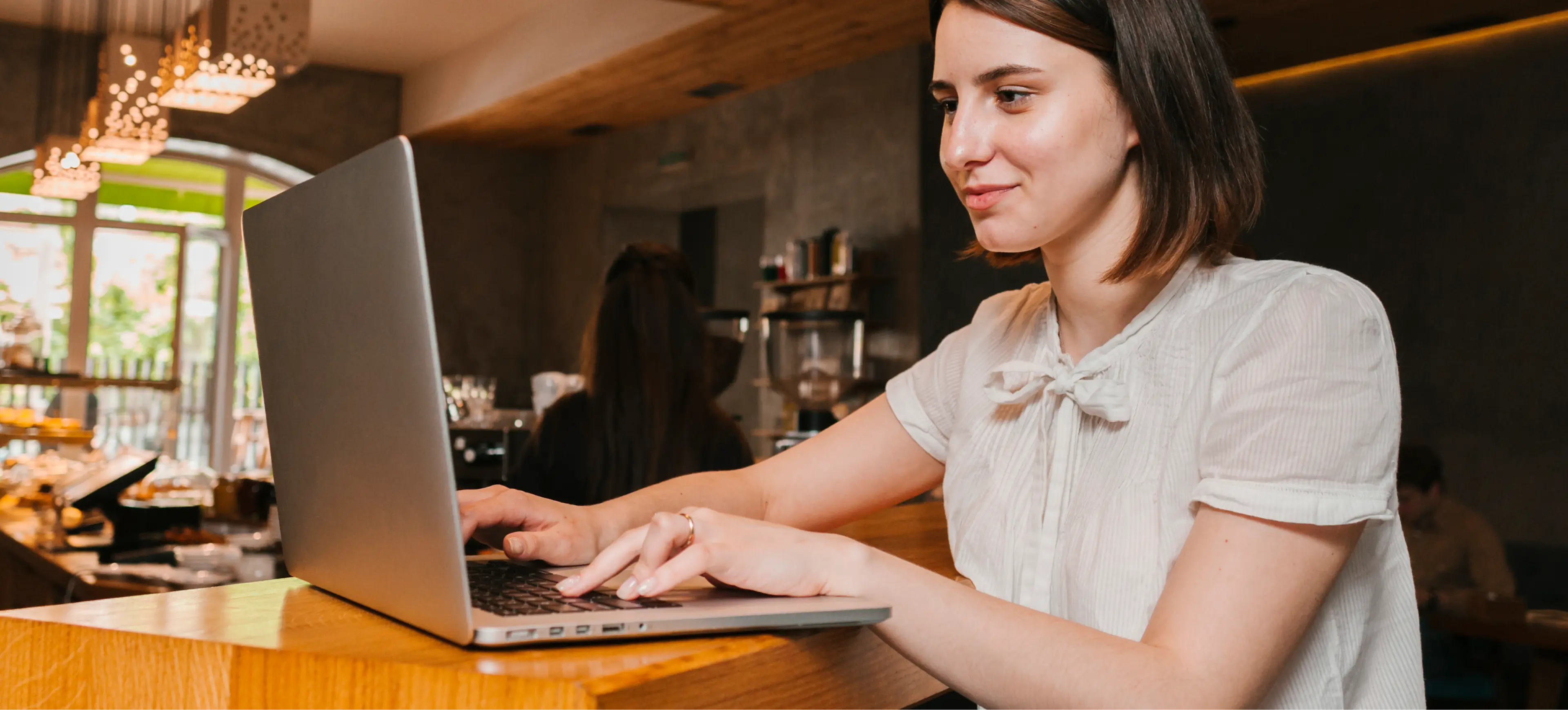 a woman using a computer