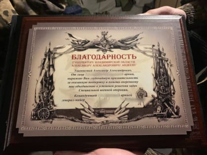 Губернатору Владимирской области Александру Авдееву вручена благодарность в ходе его поездки в ЛНР