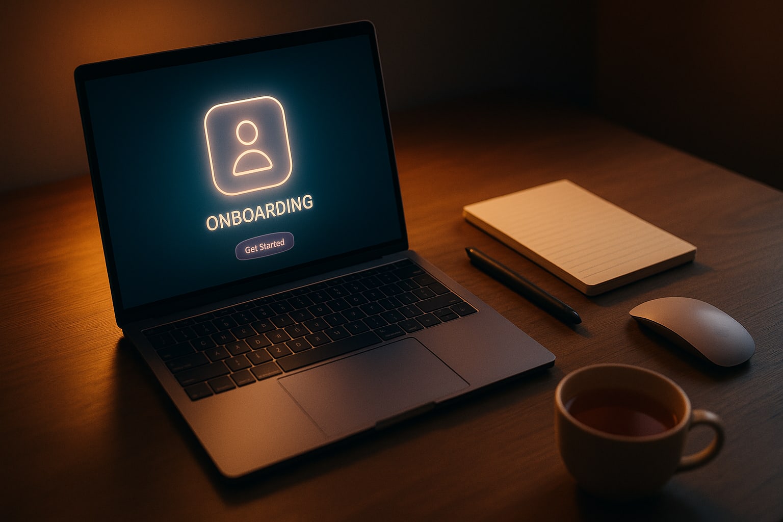 مشهد بدء استخدام استوديو مشهد لأول مرة مع أجواء ترحيبية وأدوات التصميم الذكي