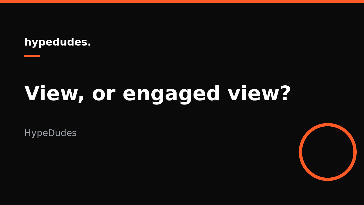 Diagram contrasting a YouTube public view counted at the first frame with an engaged view counted after the viewer stays