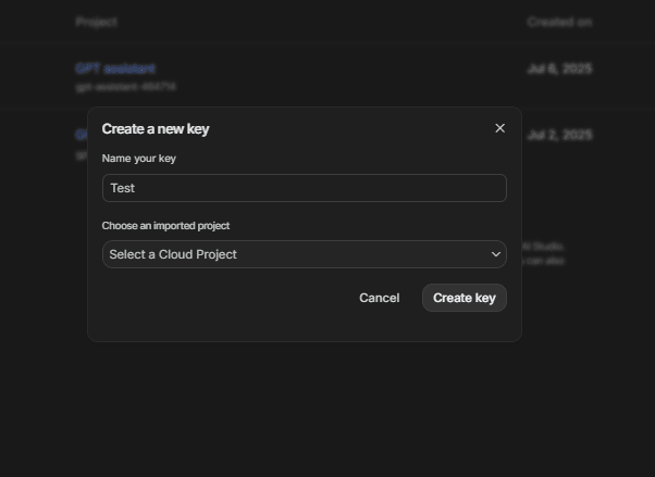 Gemini API Dashboard – Screenshot showing how easy it is to create and manage keys