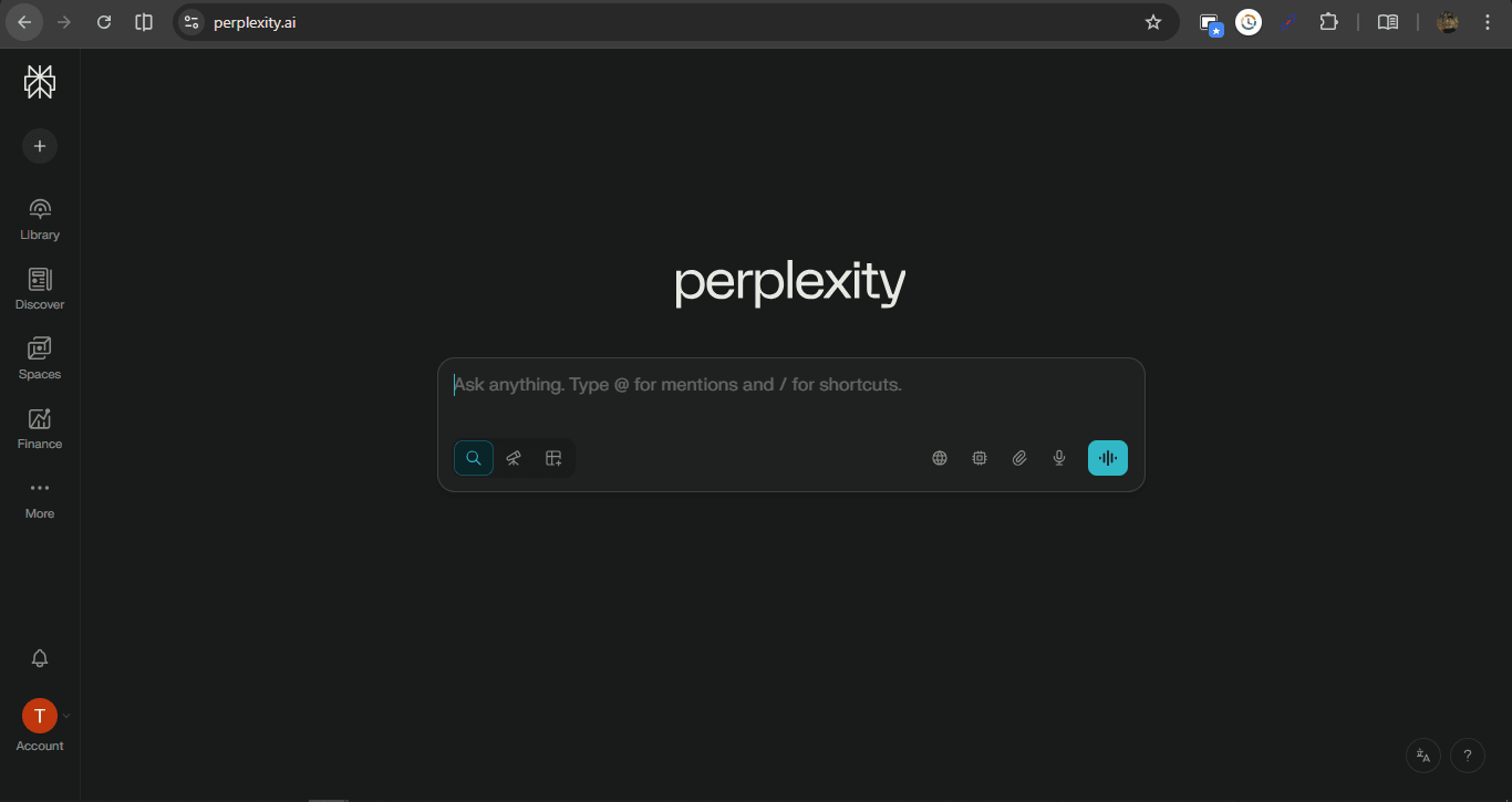 Perplexity AI Tool Screenshot