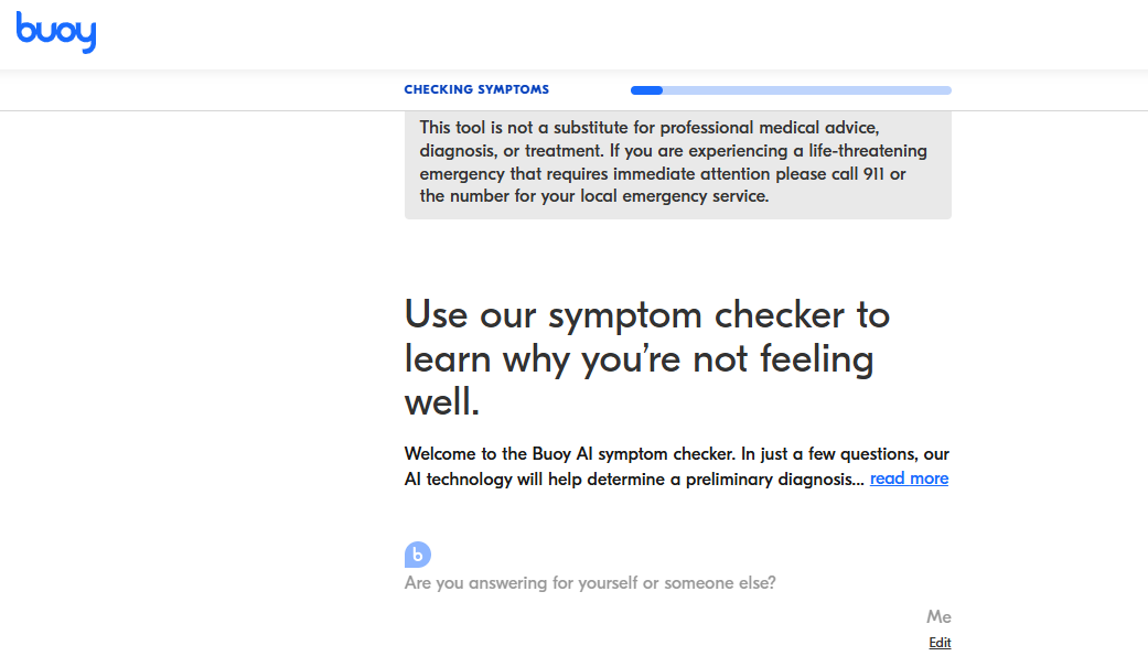 Buoy Health Symptom checker process