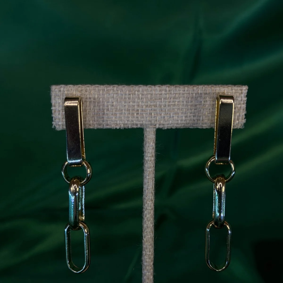 Aretes Largos Baño de Oro 18k Cadena — vista 2