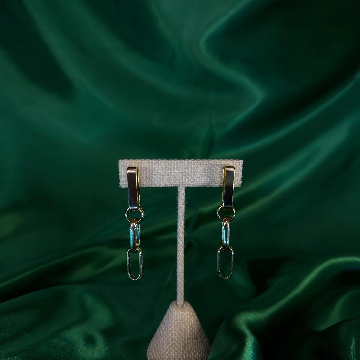 Aretes Largos Baño de Oro 18k Cadena — vista 3