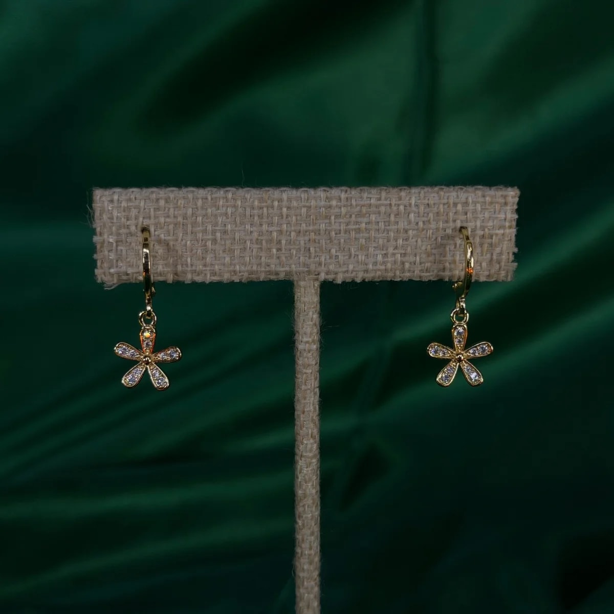 Aretes Largos Florales de Chapa de Oro 18k — vista 2