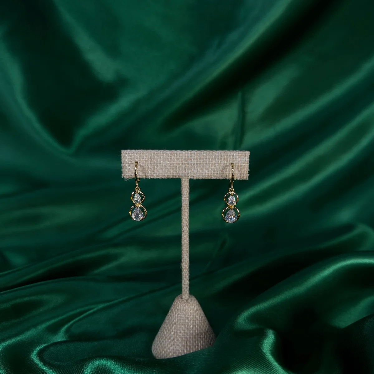 Aretes Largos con Doble Gota en Chapa de Oro 18k — vista 3