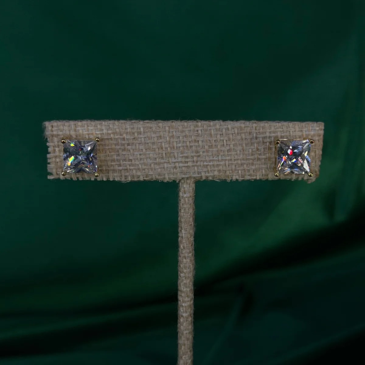 Aretes Cuadrados de Chapa de Oro 18k Brillo — vista 2