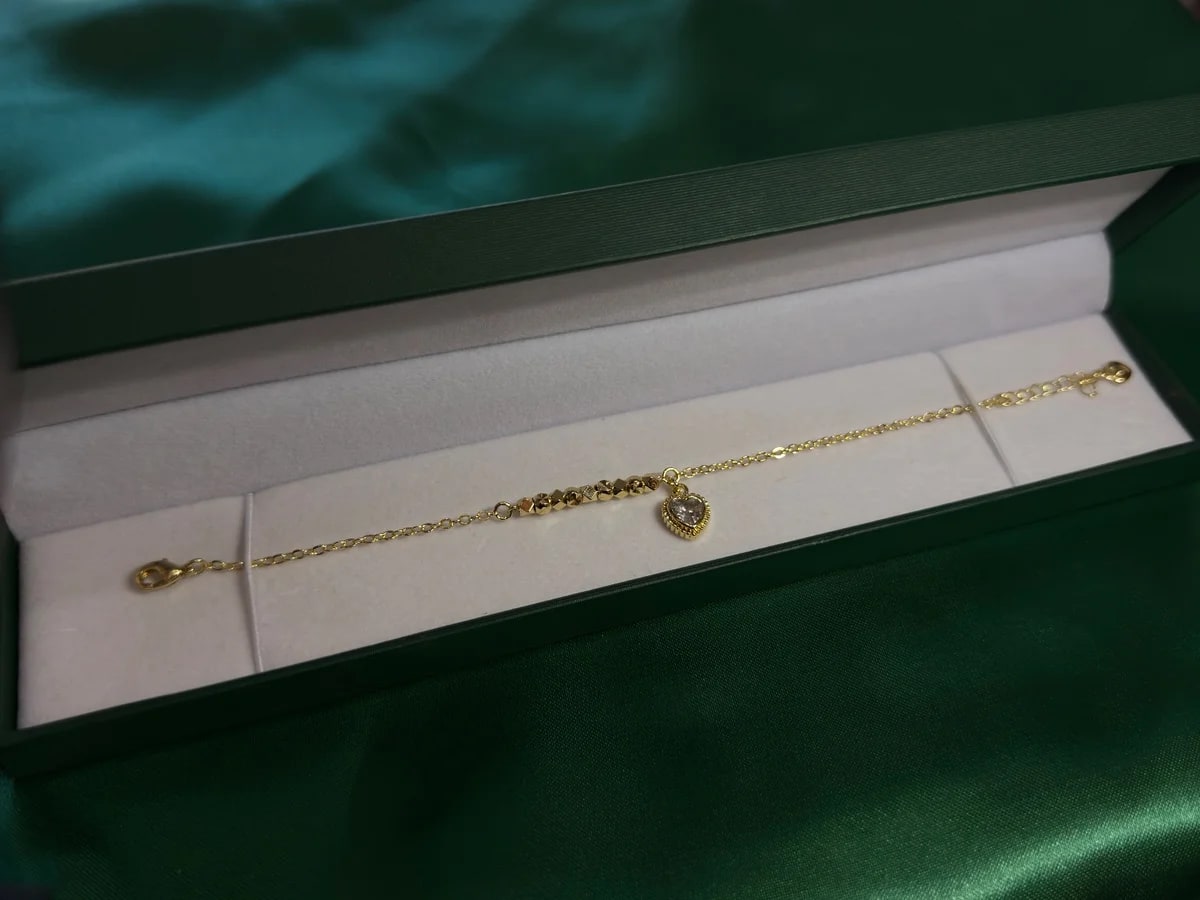 Pulsera Corazon Colgante en Chapa de Oro — vista 8