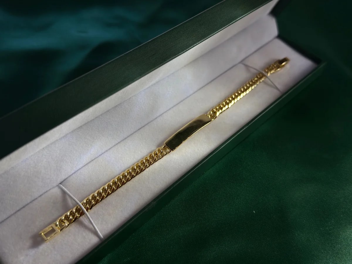 Pulsera Tipo Cubana con Placa en Chapa de Oro 18k — vista 5