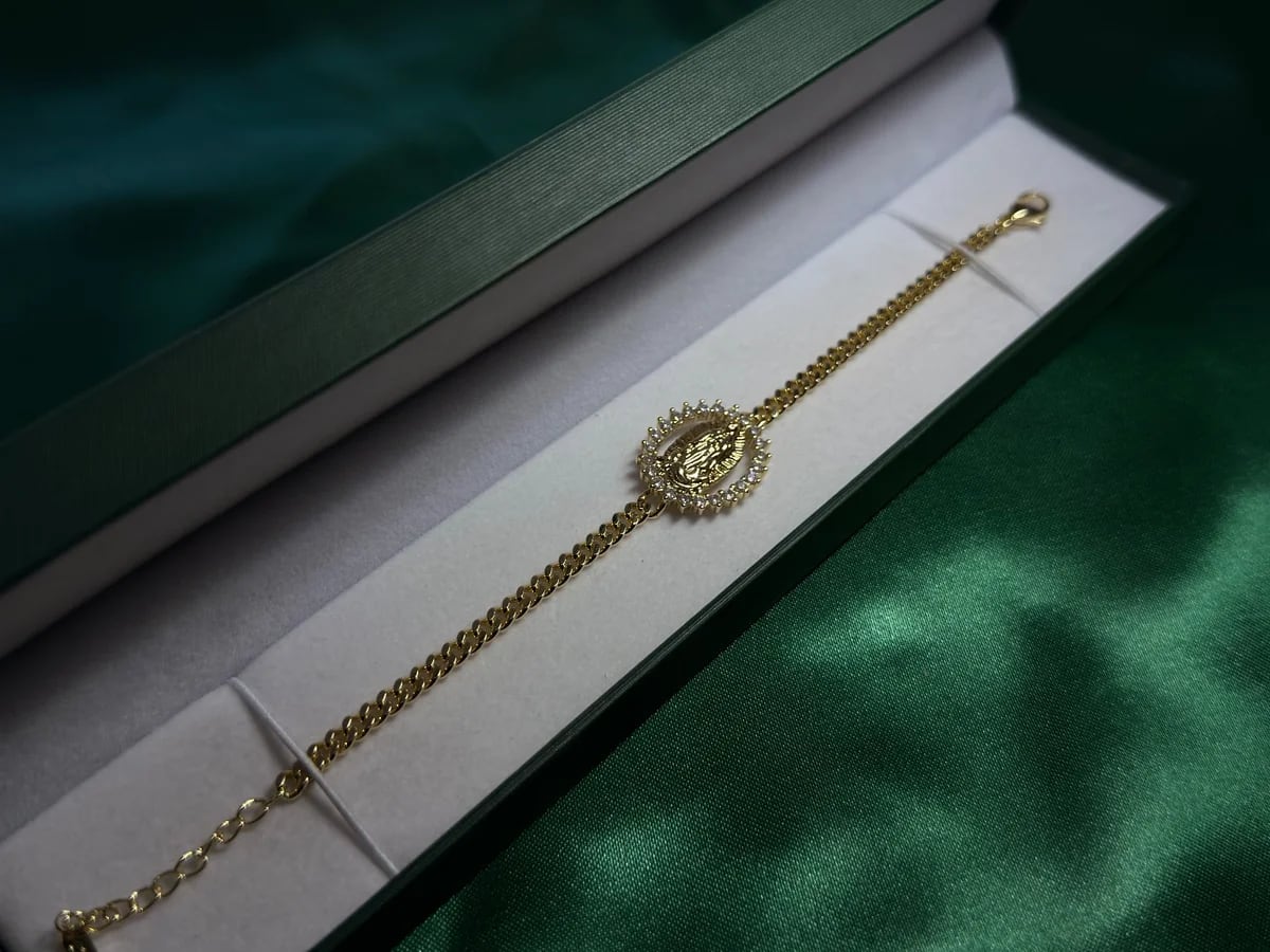 Pulsera Virgen de Guadalupe Biselado Brillante en Chapa de Oro 18k — vista 5