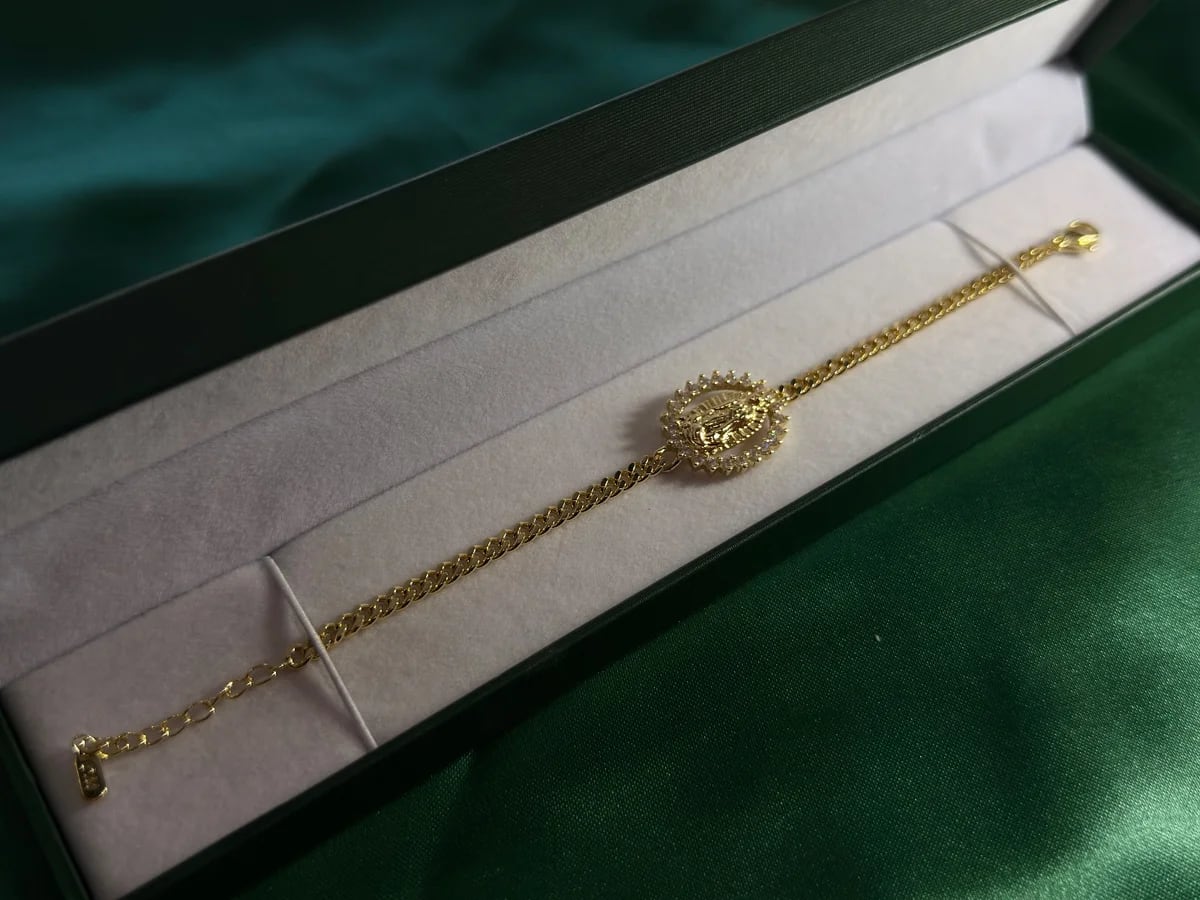Pulsera Virgen de Guadalupe Biselado Brillante en Chapa de Oro 18k — vista 6