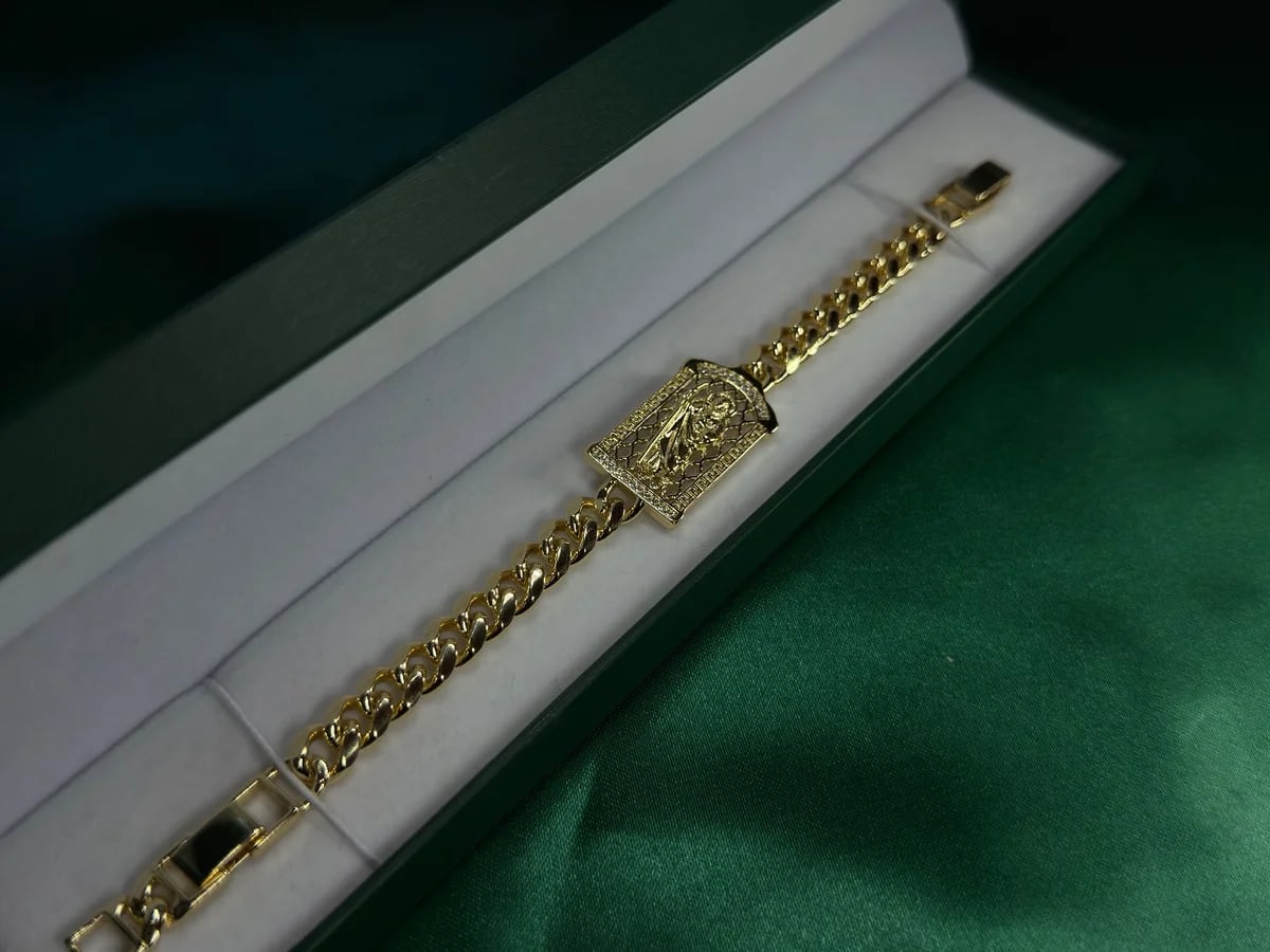 Pulsera con Placa de Medusa San Judas Chapa de Oro — vista 3