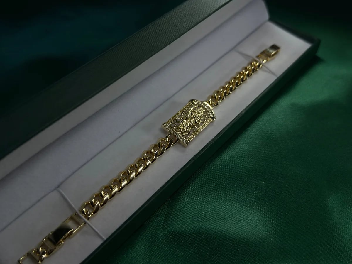 Pulsera con Placa de Medusa San Judas Chapa de Oro — vista 4