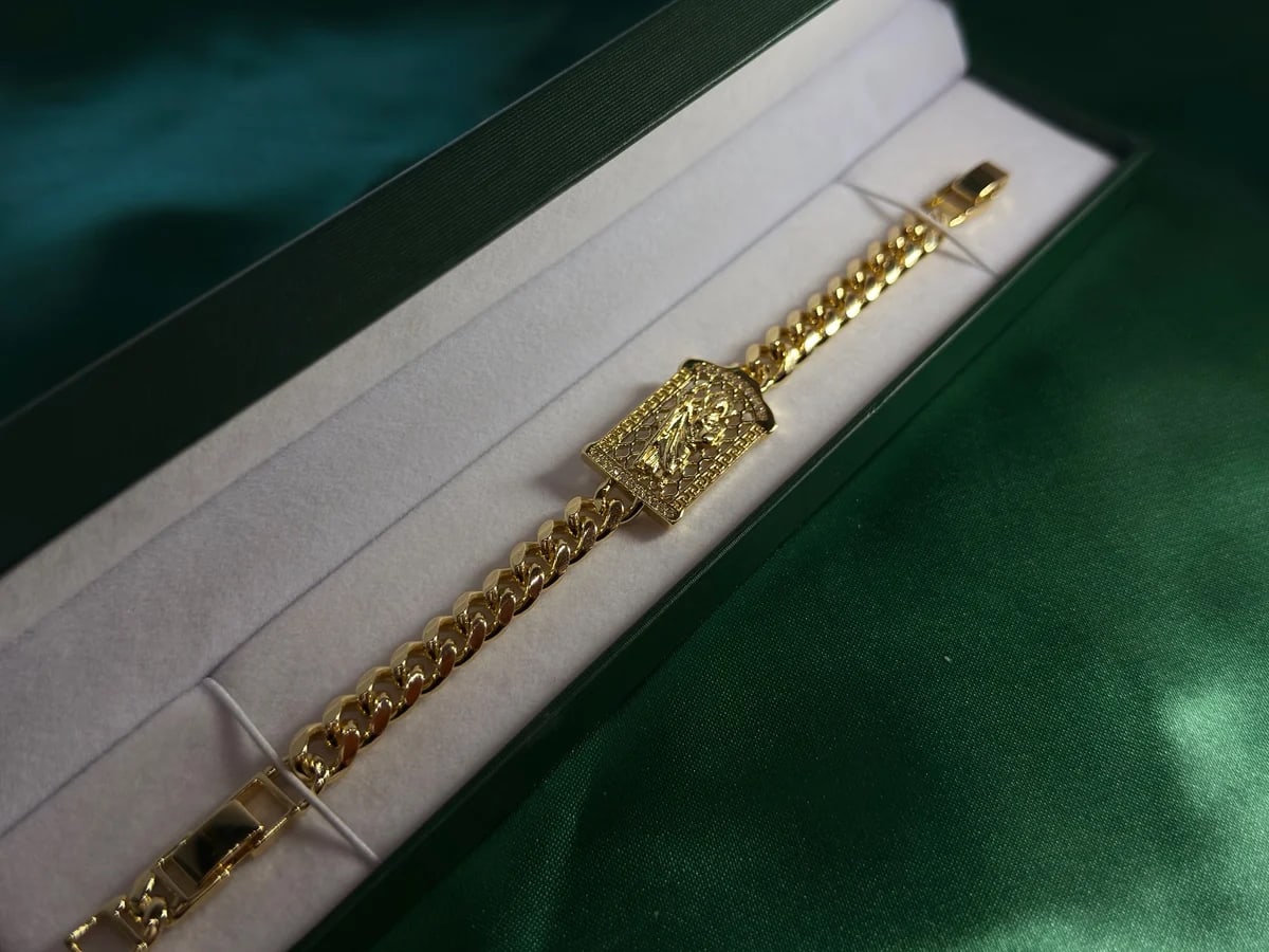 Pulsera con Placa de Medusa San Judas Chapa de Oro — vista 5