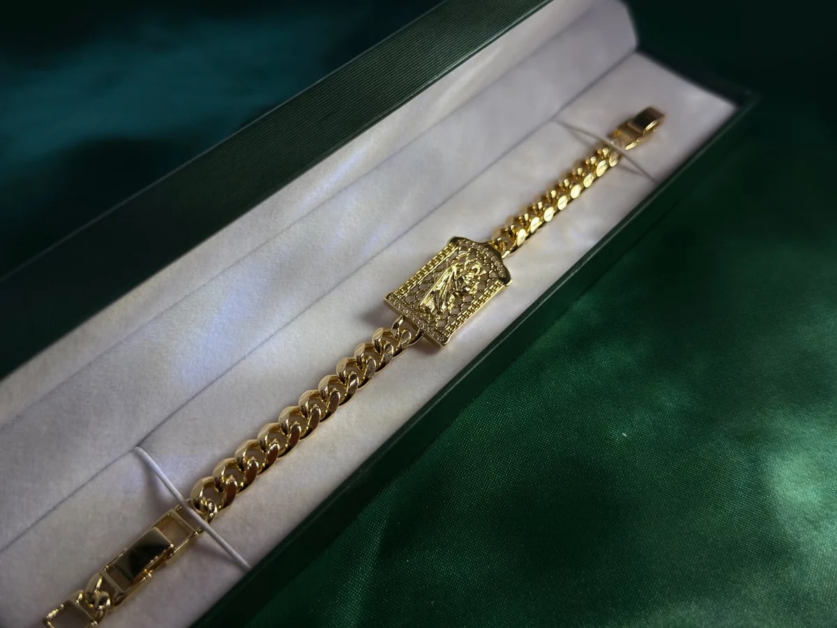 Pulsera con Placa de Medusa San Judas Chapa de Oro — vista 6