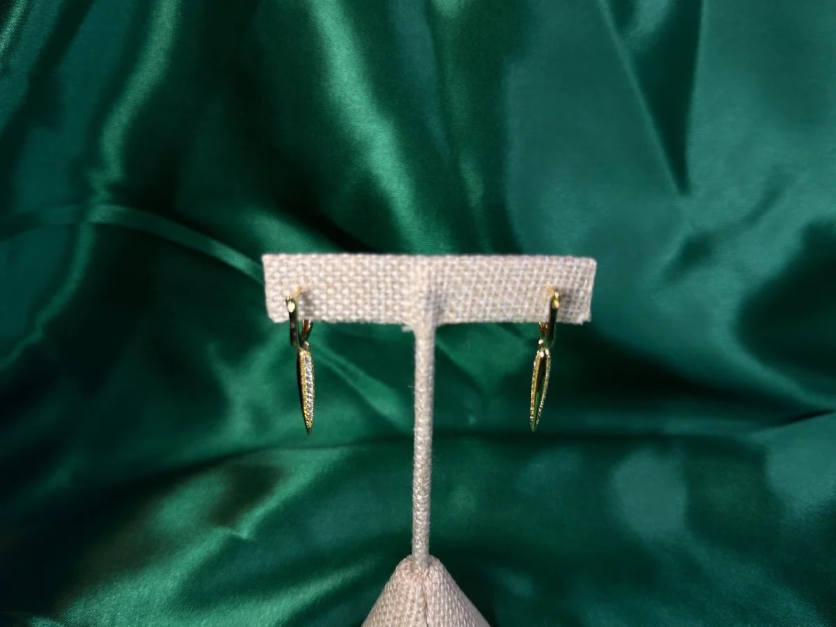 Aretes Largos con Perfil Laminado en Chapa de Oro 18k — vista 5