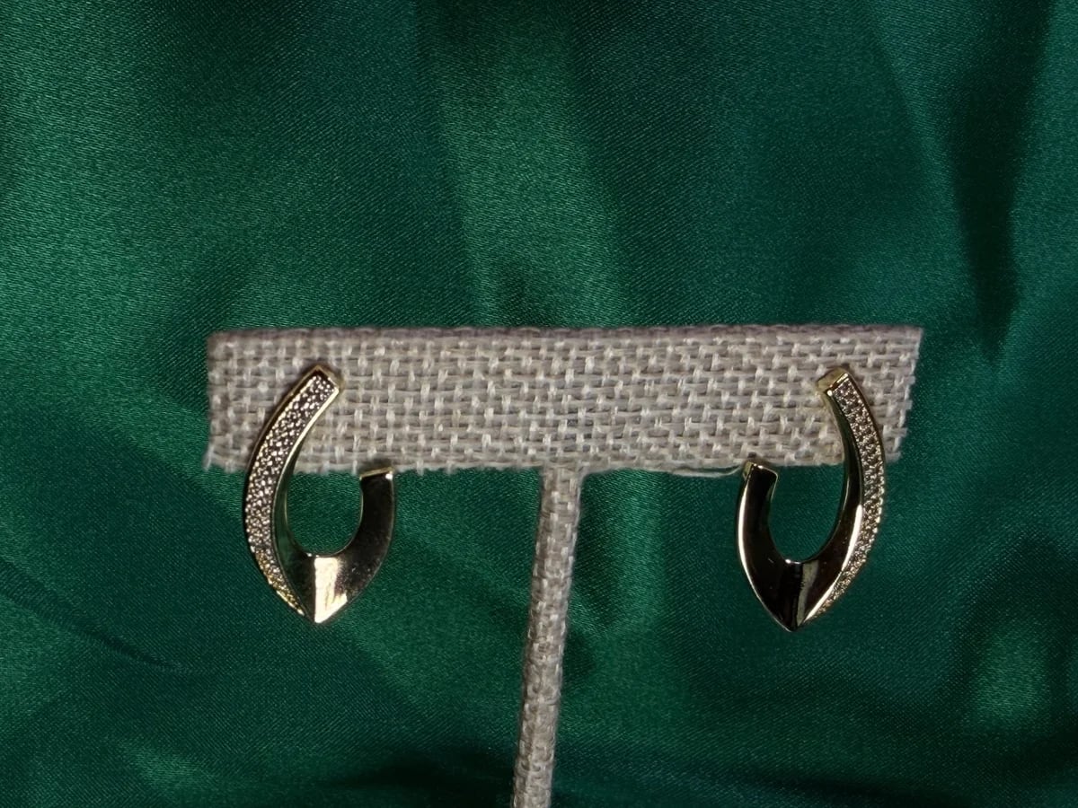 Aretes Semicírculo Clásicos en Chapa de Oro 18k Brillante — vista 2