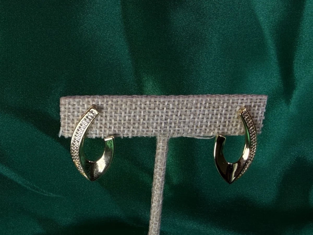 Aretes Semicírculo Clásicos en Chapa de Oro 18k Brillante — vista 4