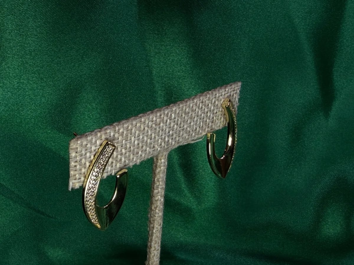 Aretes Semicírculo Clásicos en Chapa de Oro 18k Brillante — vista 3