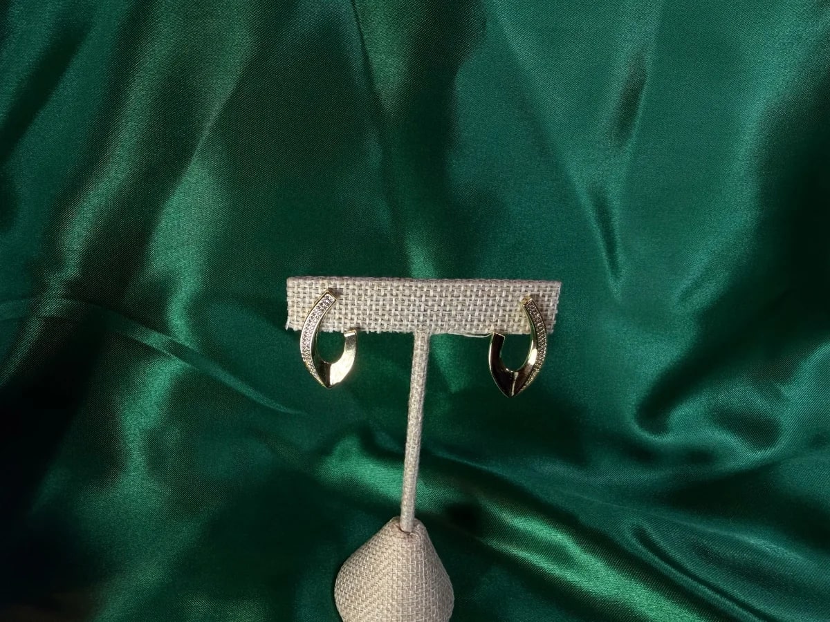 Aretes Semicírculo Clásicos en Chapa de Oro 18k Brillante — vista 5